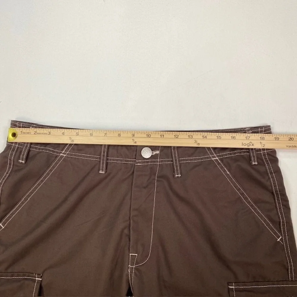 True Religion Mens Brown Contrast Stitch Cargo Pants Straight Leg Size 36 108335